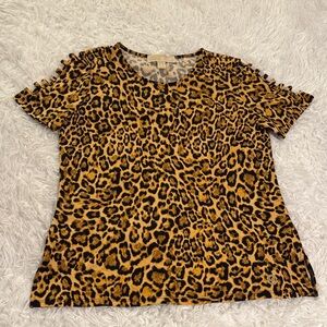 Michael Kors Leopard Print Short Sleeve Top